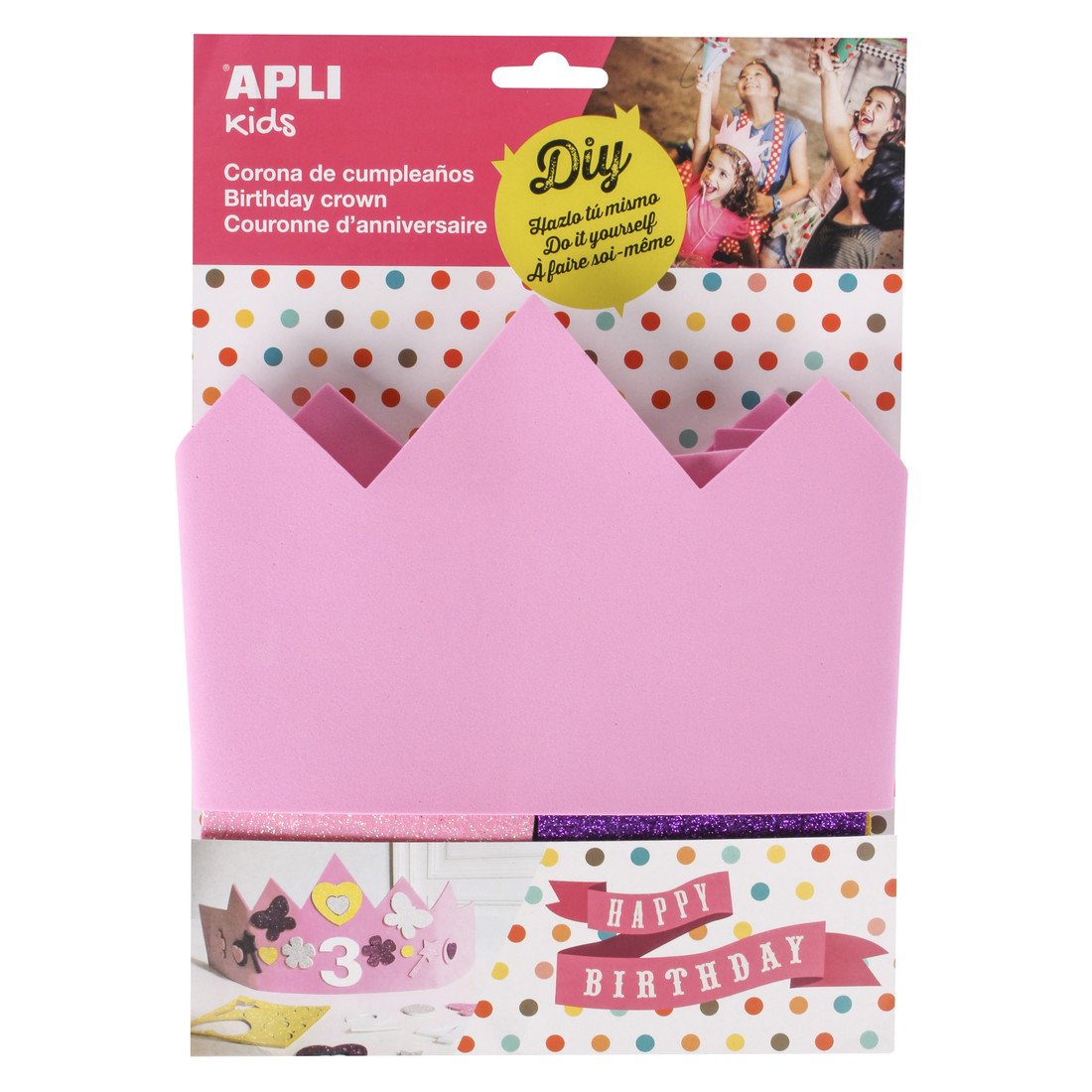 Apli Kids verjaardagskroon roze 3+