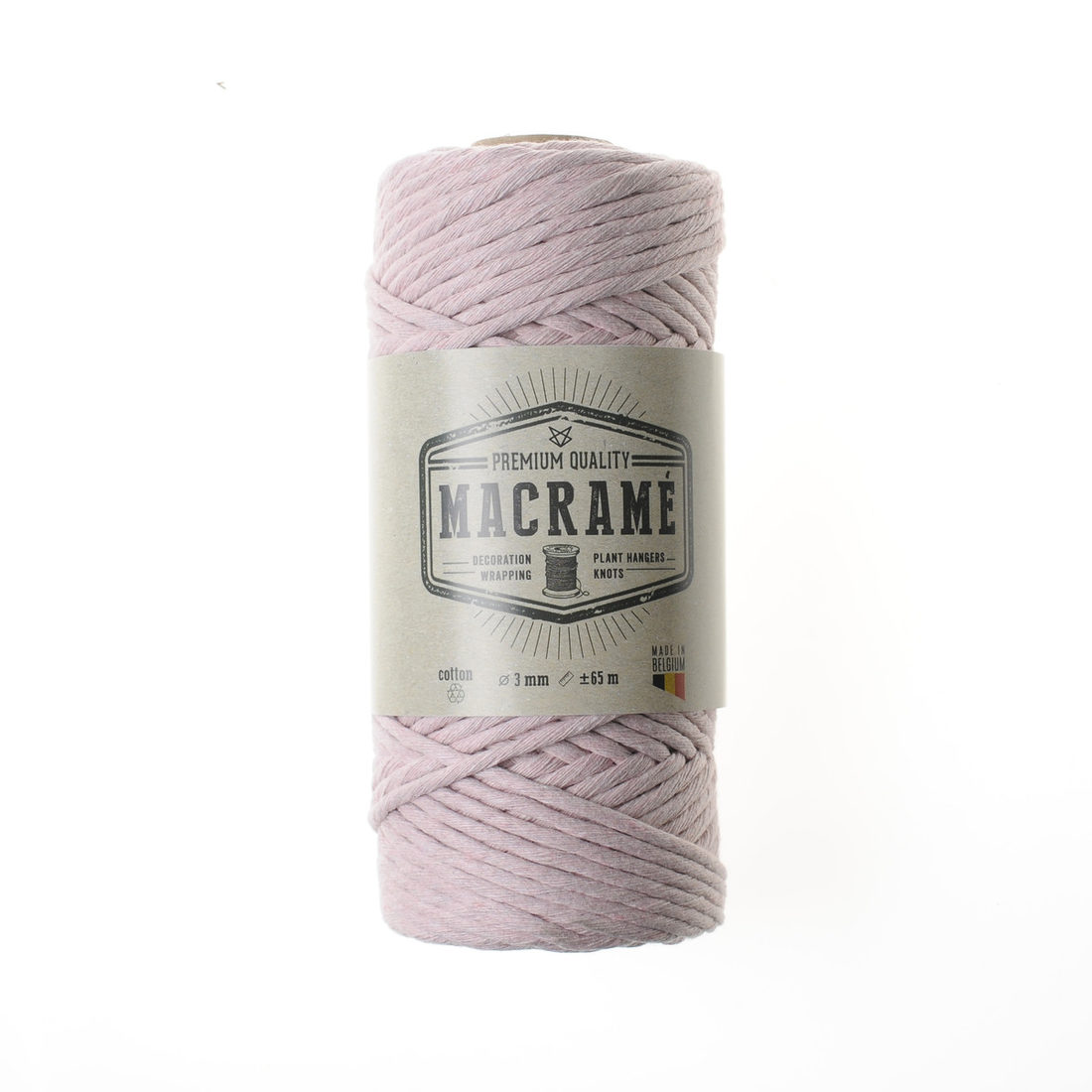 Macramé koord ongetwijnd katoen 3 mm 60 m