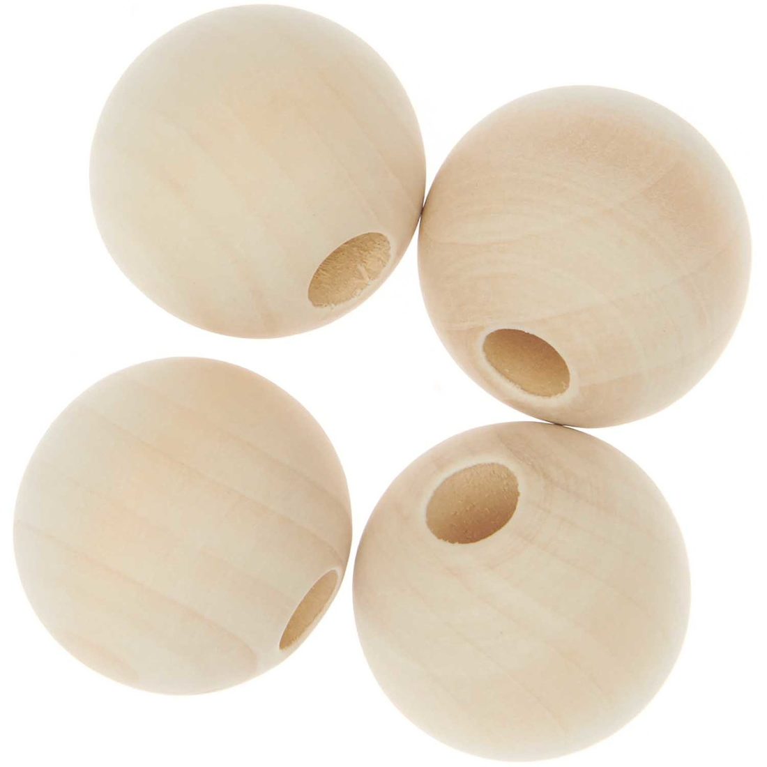 Macramé kralen hout rond 35 mm 4 stuks natuur