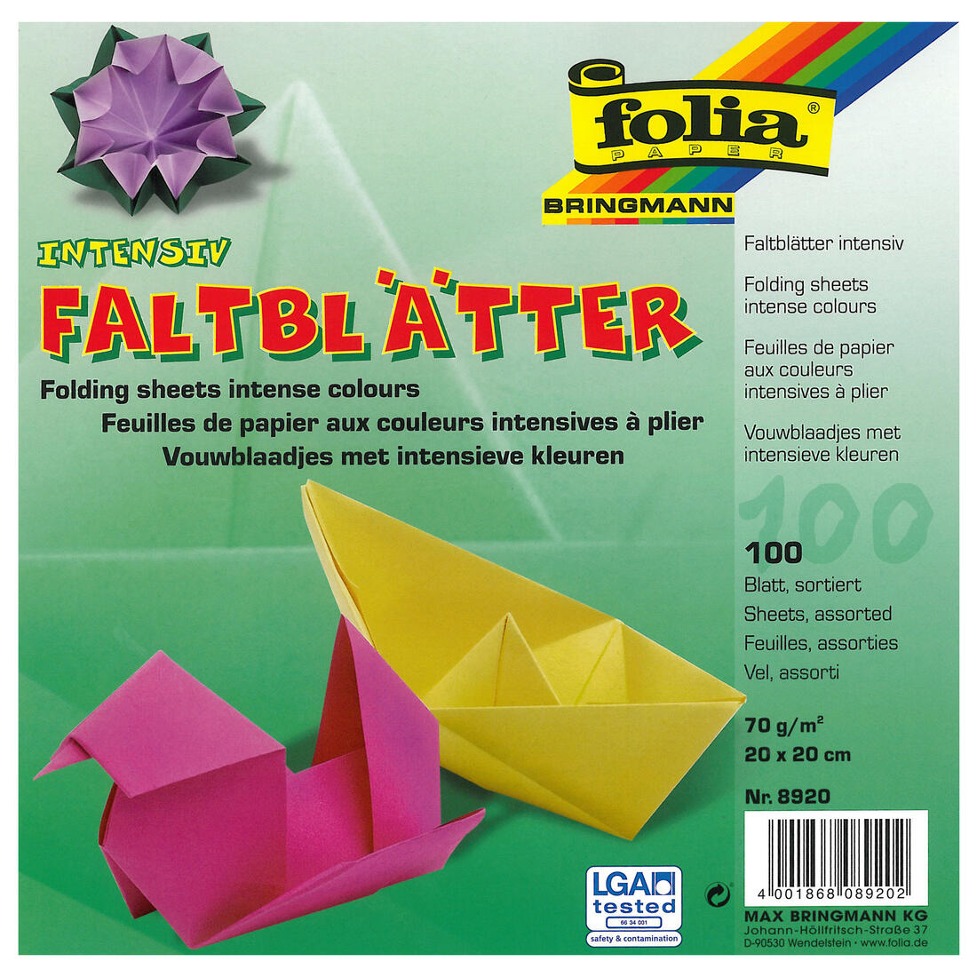 Origamiblaadjes 20 x 20 cm 100 stuks assortiment
