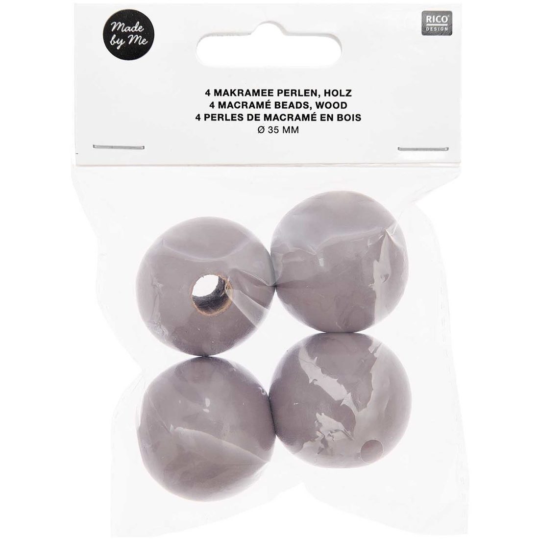 Macramé kralen hout rond 35 mm 4 stuks donkergrijs Macramé kralen hout rond 35 mm 4 stuks donkergrijs