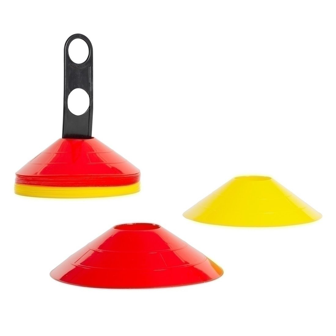Afbakeningskegels rood en geel 20 schijven op stok