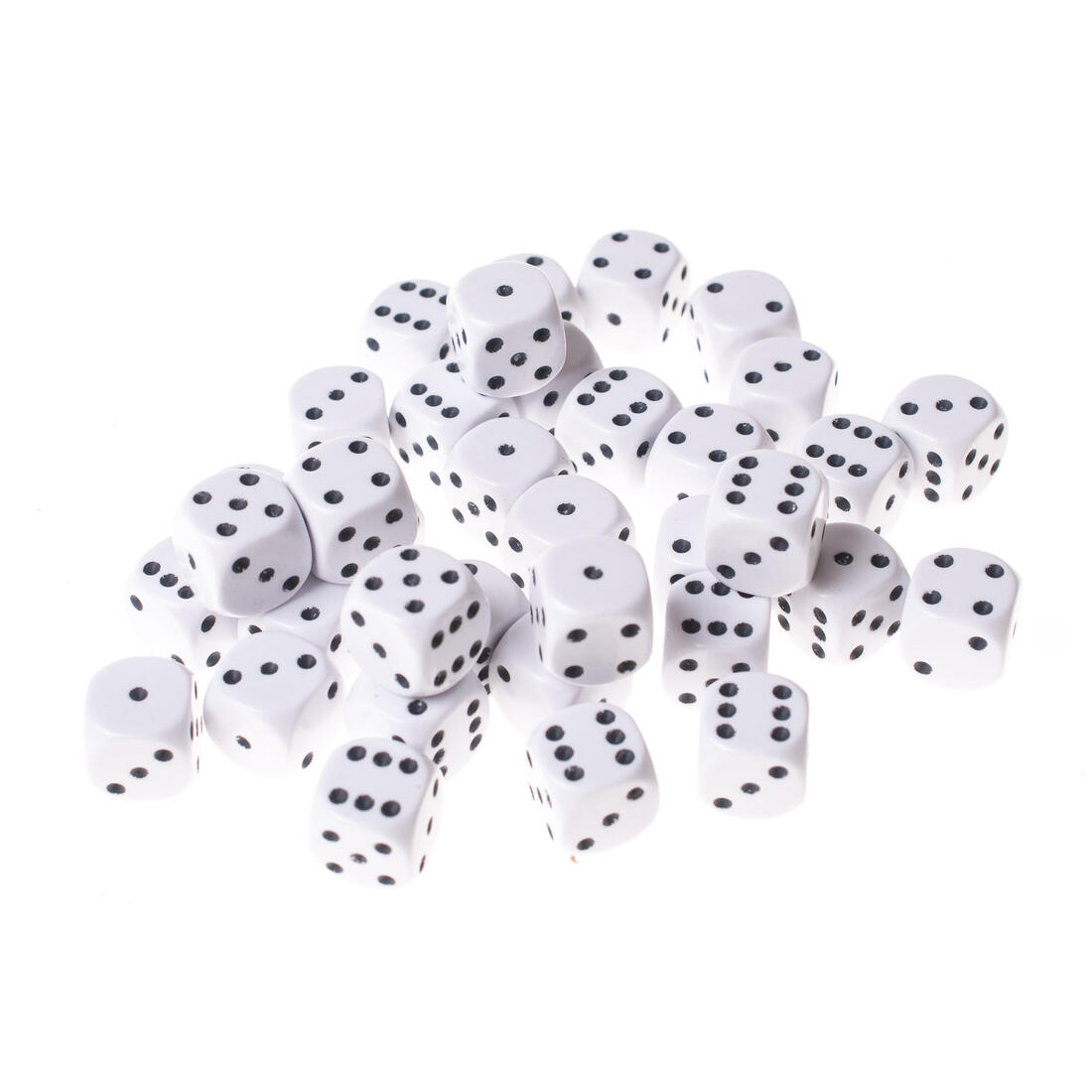 Dobbelsteen D6 12 mm wit met zwart set 36 stuks