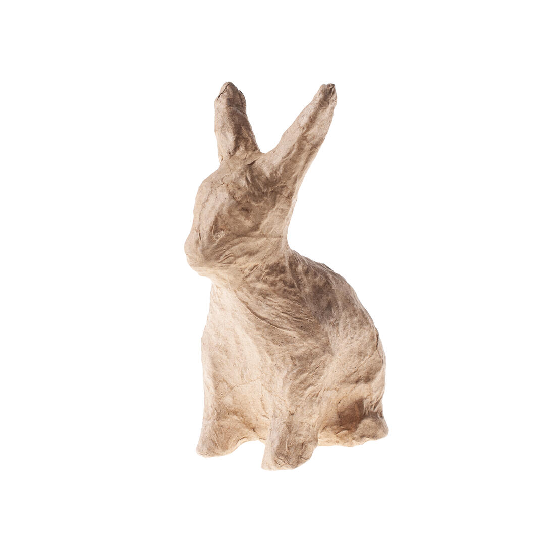 Papier-maché figuur zittend konijn 10.5 cm
