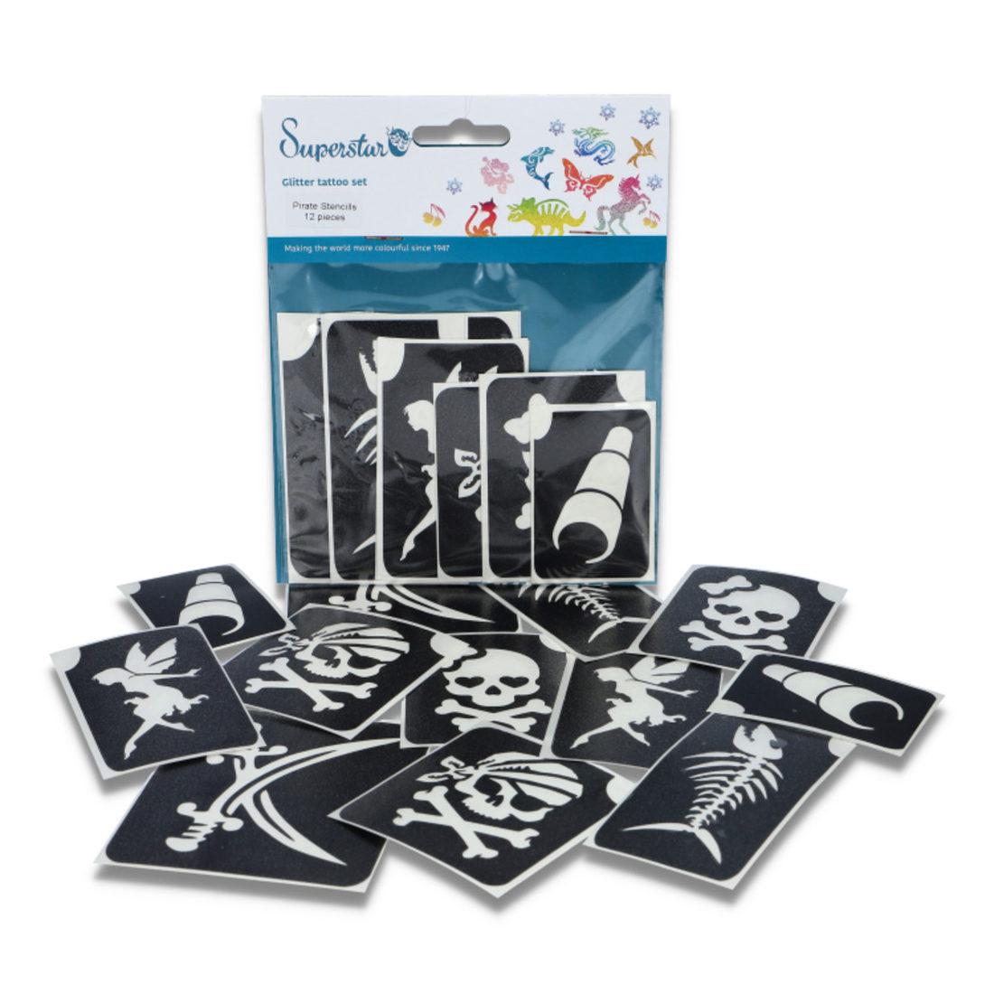 Sjablonen voor glittertattoos 12 stuks pirate Sjablonen voor glittertattoos 12 stuks pirate