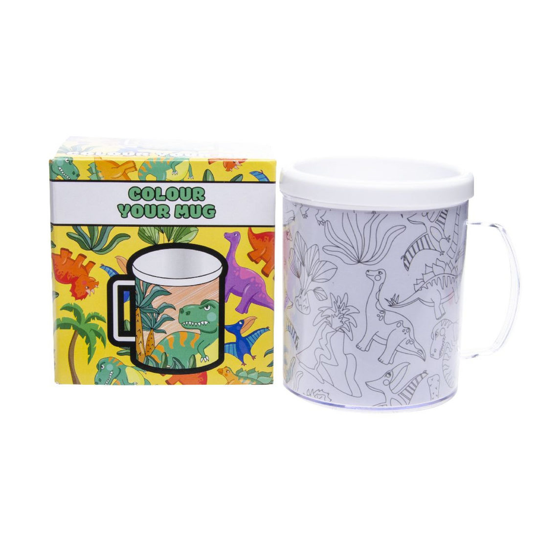 Kleur je beker! dinosaurus