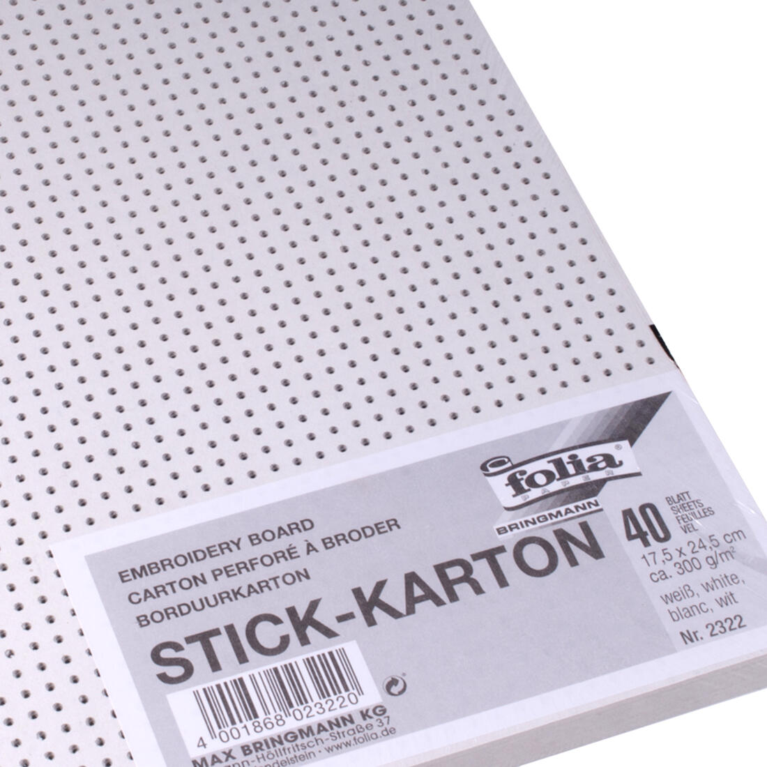 Naaikarton 17,5 x 24,5 cm 40 stuks wit blanco