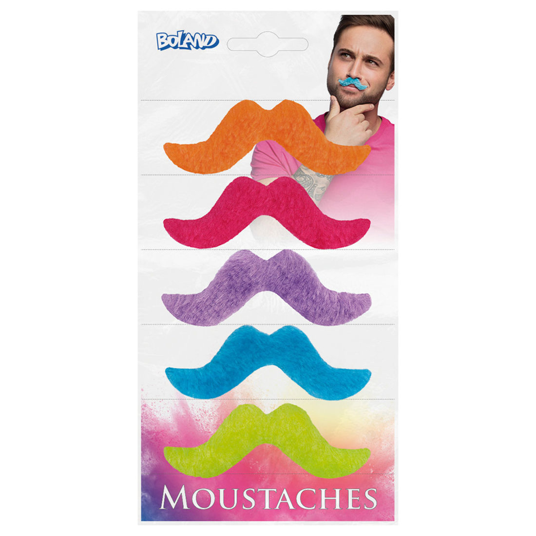 Opkleefbare snorren Neon 5 stuks