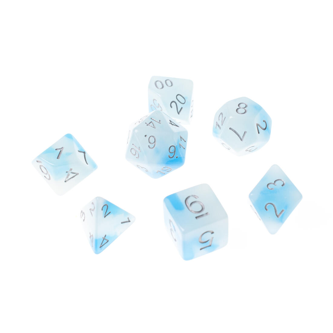 Dobbelsteenset RPG veelhoek GITD Icy Rocks 7 stuks