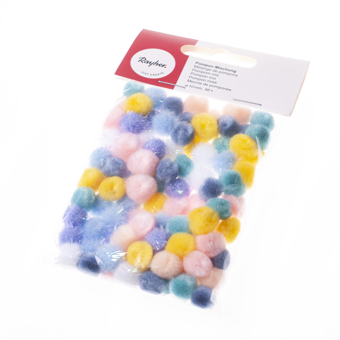 Pompon 10 mm 96 stuks pastel mix Pompon 10 mm 96 stuks pastel mix