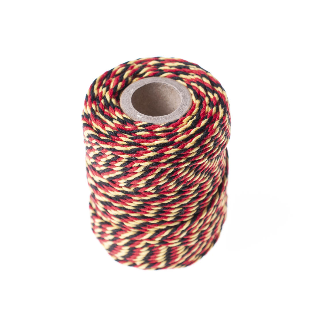 Koord fijn 3 draads 35 m zwart/geel/rood