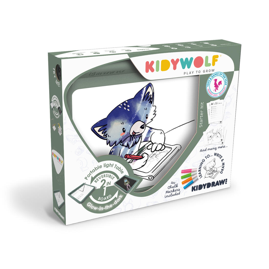 Kidydraw-pro A4 tekentablet met licht 2in1 groen
