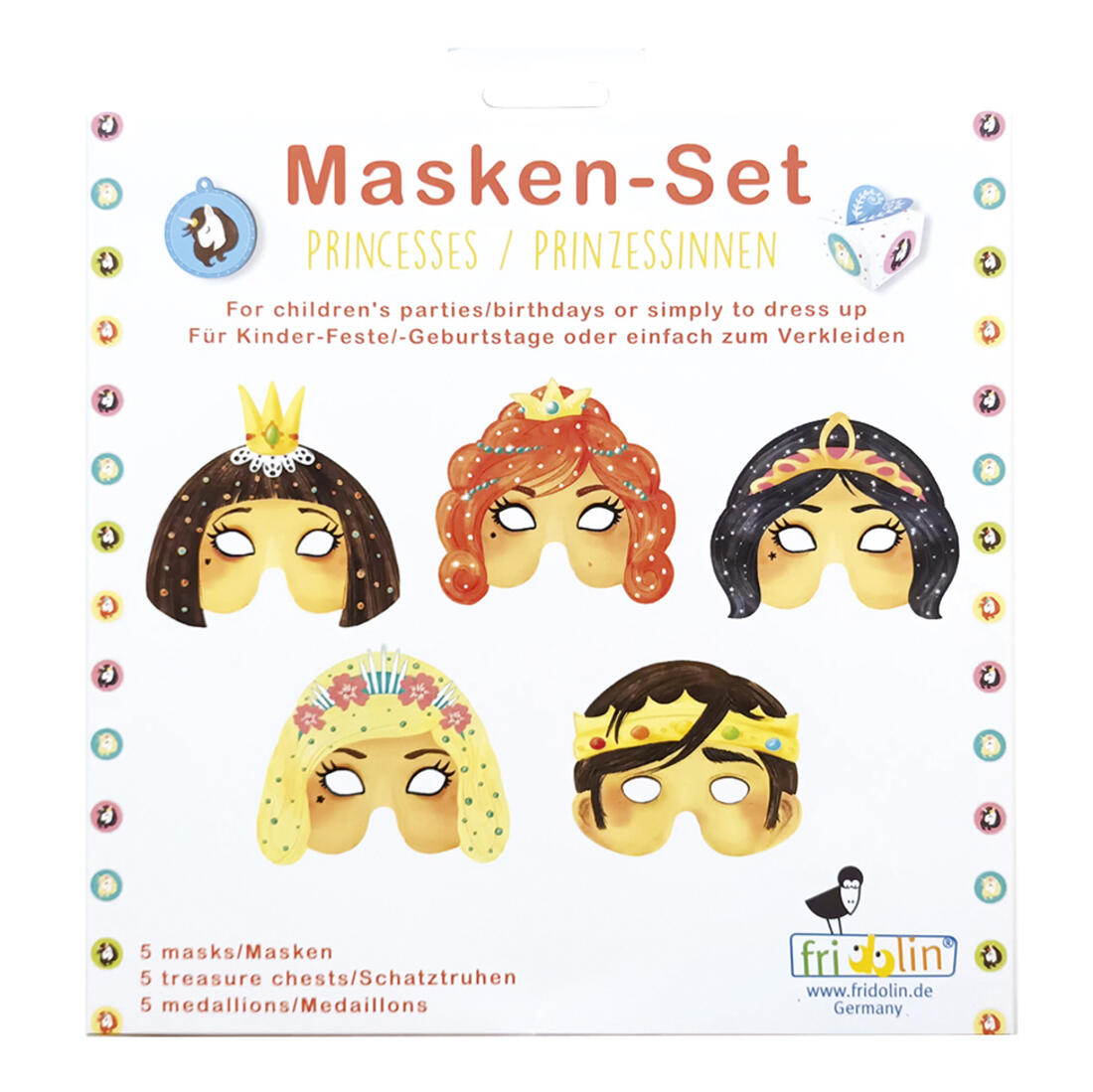 Maskerset prinsessen 5 stuks