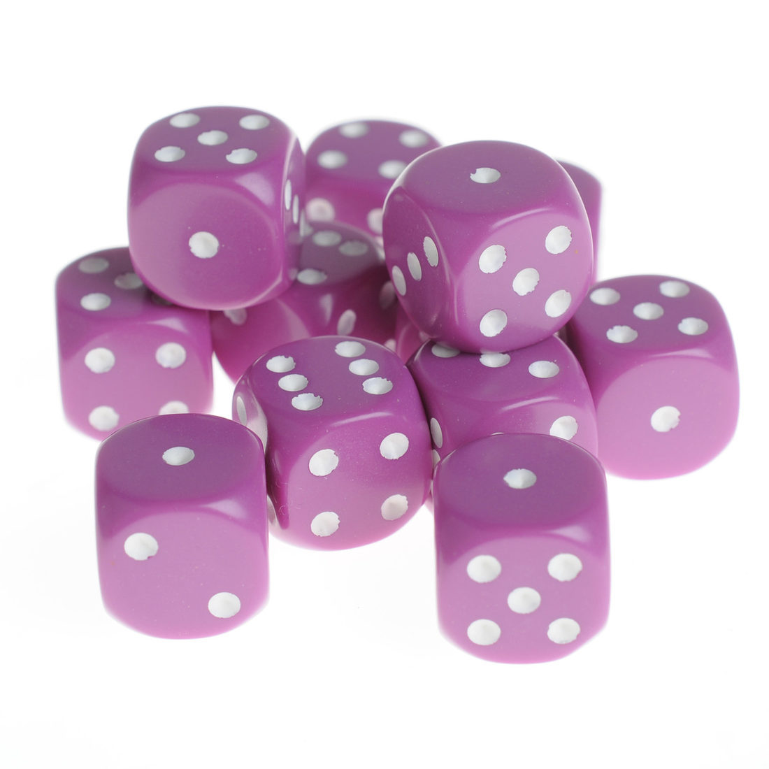 Dobbelsteenset 16 mm paars 12 stuks
