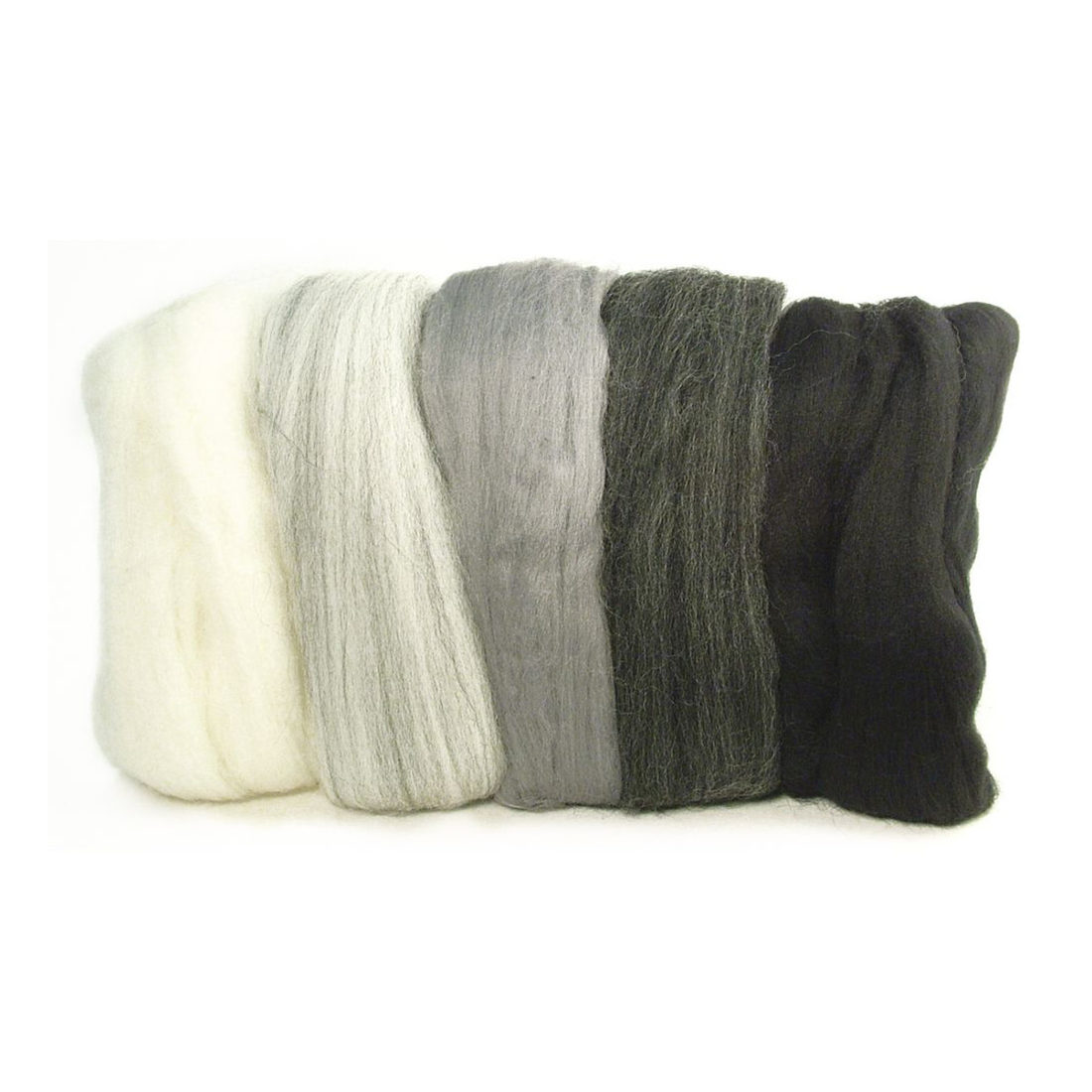 Merino viltwol 5 x 10 g grijze tinten Merino viltwol 5 x 10 g grijze tinten