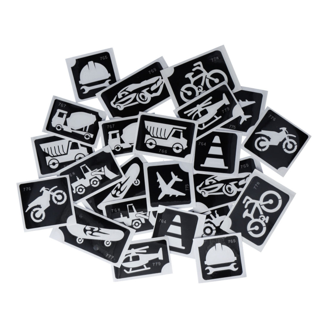 Sjablonen voor glittertattoos 24 stuks on the road
