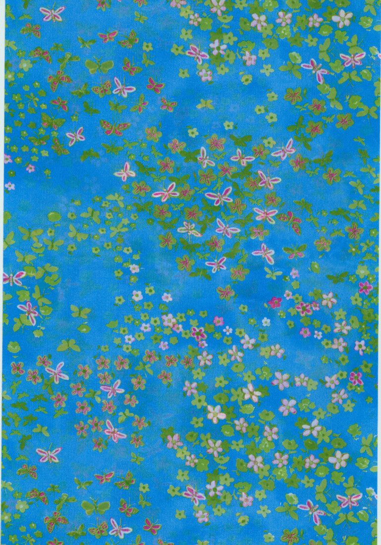 Decopatch papier 30 x 40 cm 3 vel blauw fijne bloemetjes