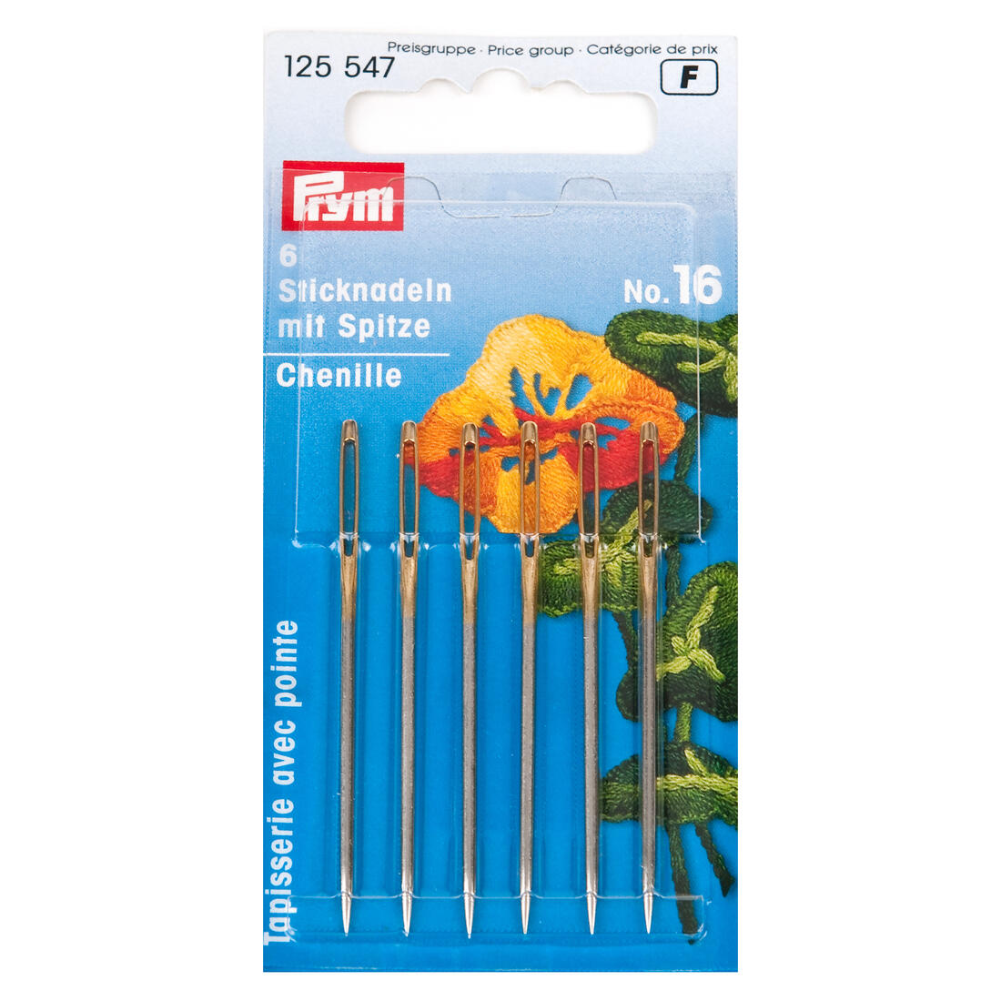 Borduurnaald met punt nr 16, 6 stuks