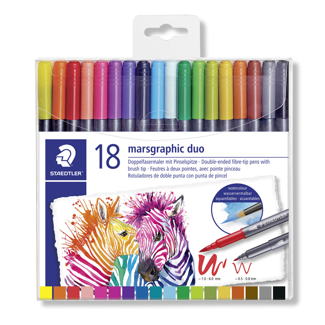 Staedtler Marsgraphic viltstift duo brush 18 stuks Staedtler Marsgraphic viltstift duo brush 18 stuks