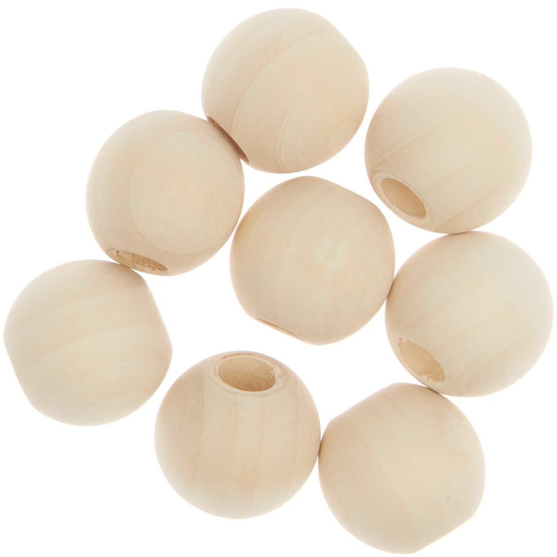 Macramé kralen hout rond 25 mm 8 stuks natuur