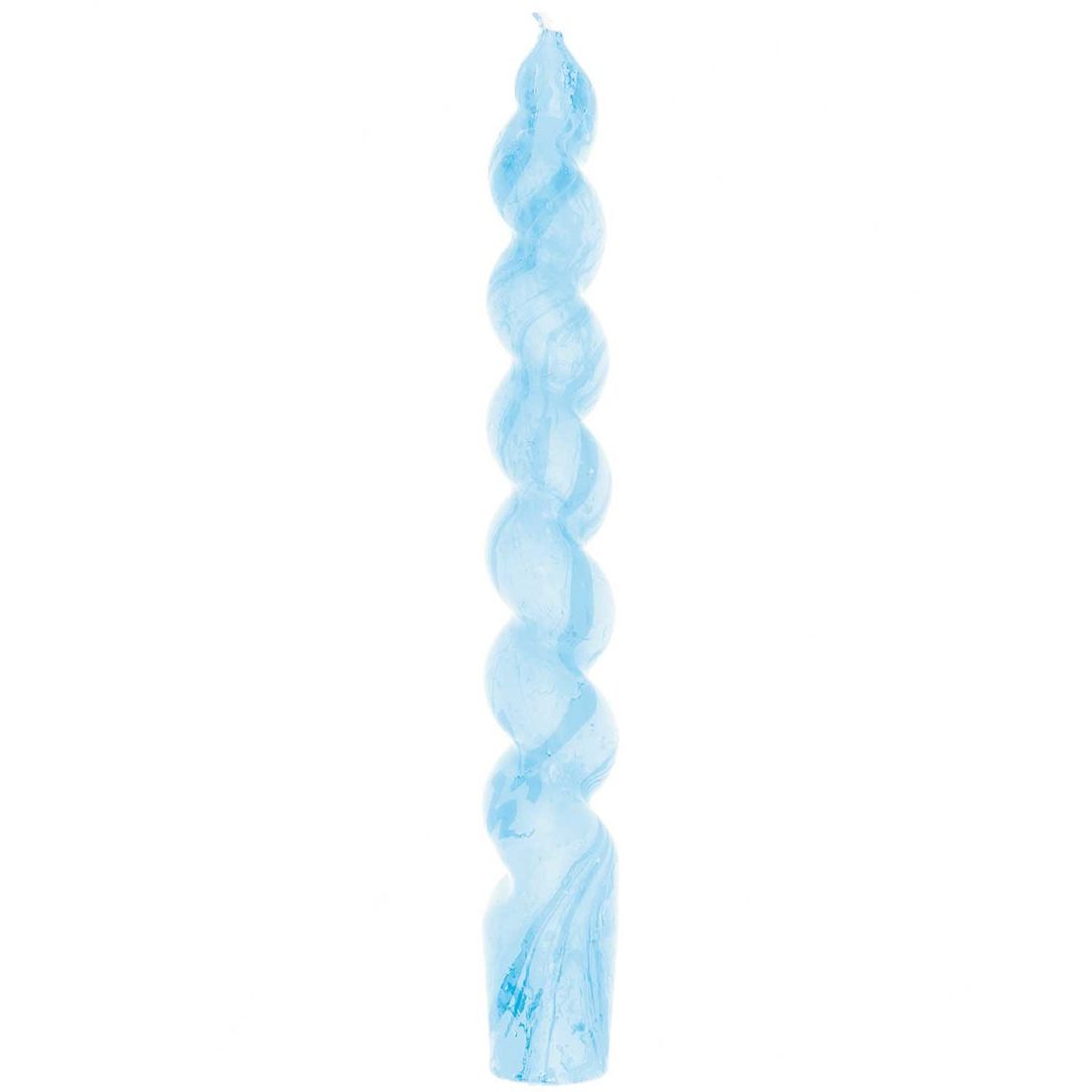 Spiraal kaars 18,5 x 2,1 cm gemarmerd blauw