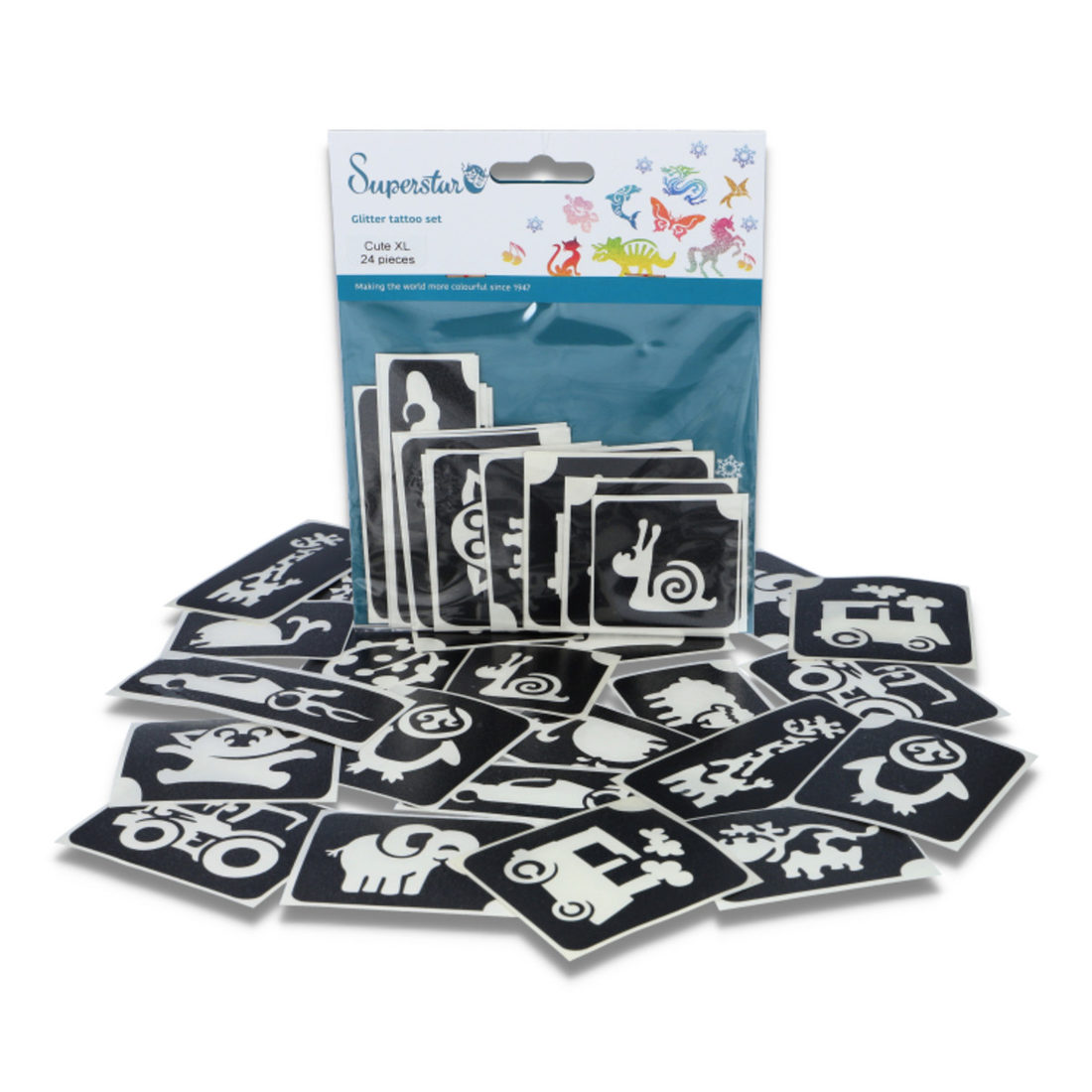 Sjablonen voor glittertattoos 24 stuks cute