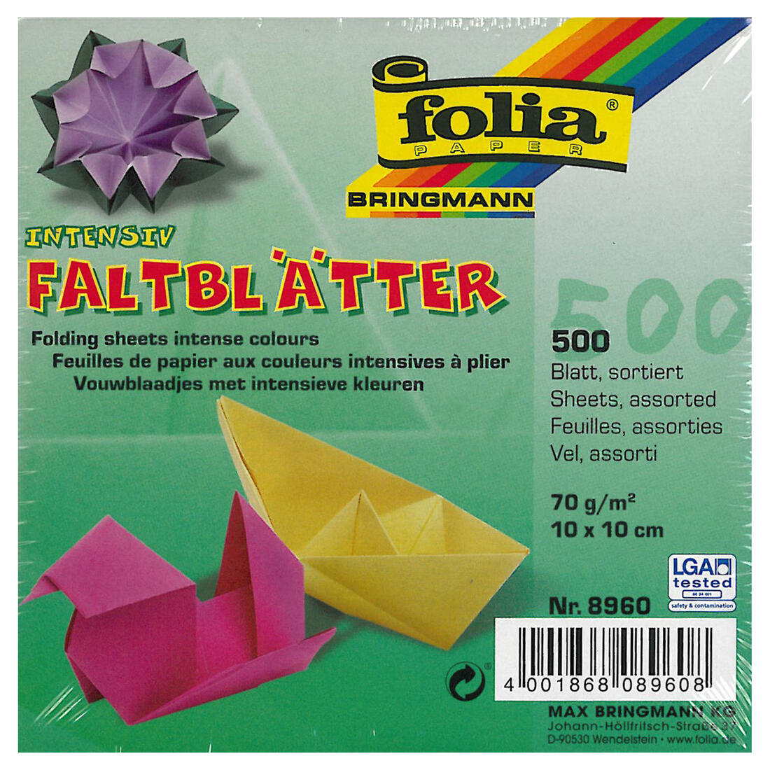 Origamiblaadjes 10 x 10 cm 500 stuks assortiment