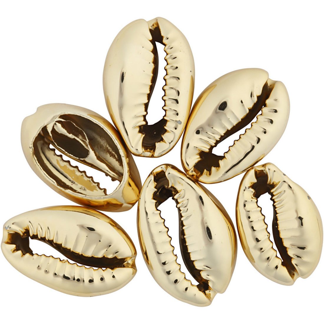 Schelpen met gat 20 mm 6 stuks goud Schelpen met gat 20 mm 6 stuks goud
