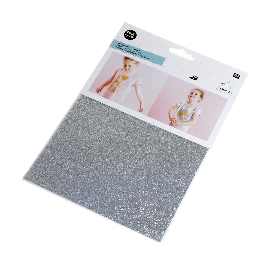Strijkfolie glitter 15 x 18,5 cm zilver