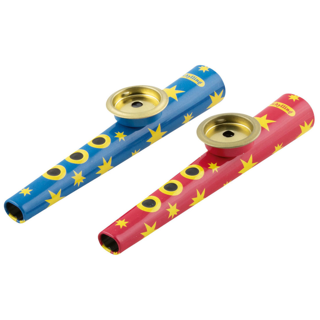 Kazoo metaal 13 cm, blauw of rood