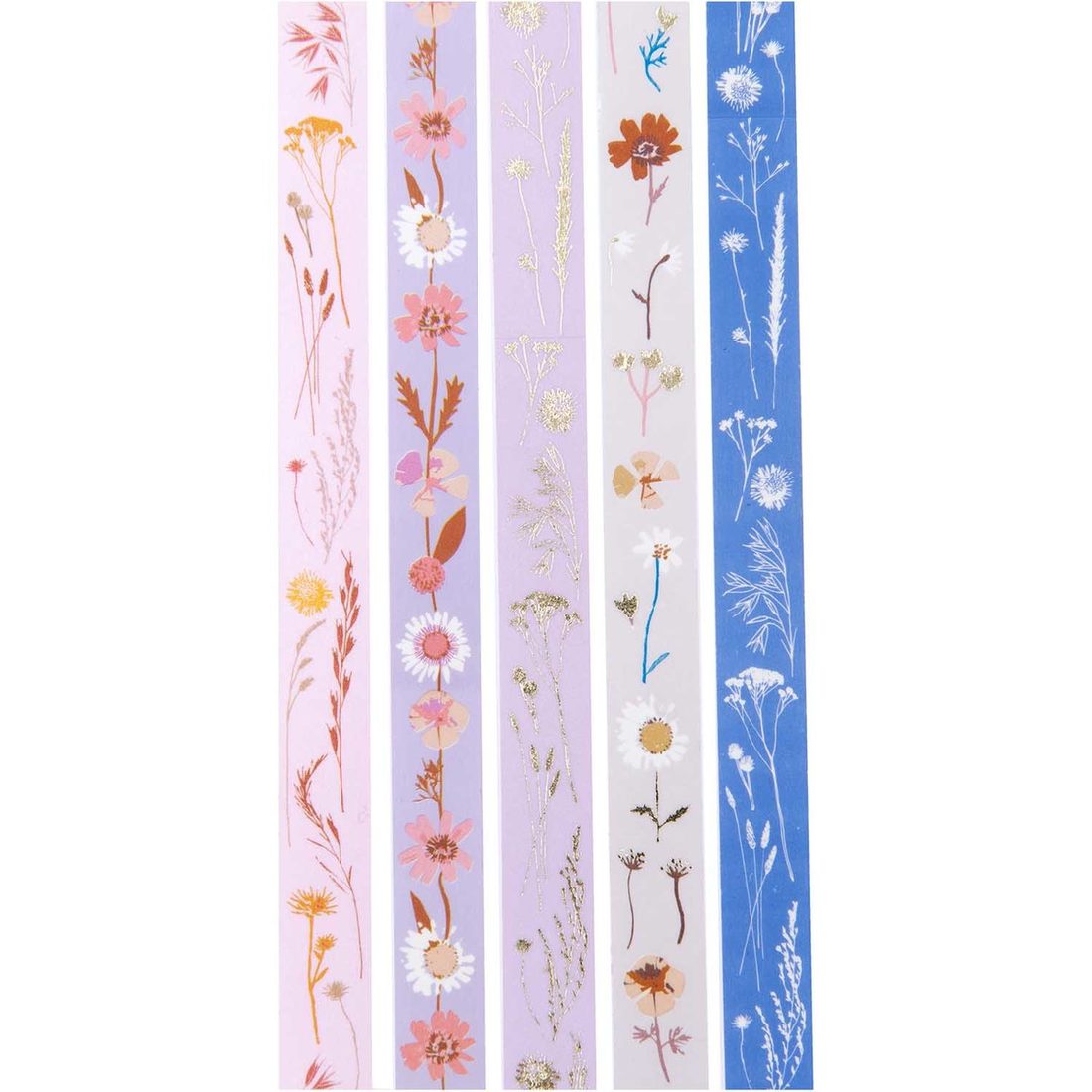 Washi tape set 1,5 cm x 10 m 5 stuks bloemen Washi tape set 1,5 cm x 10 m 5 stuks bloemen
