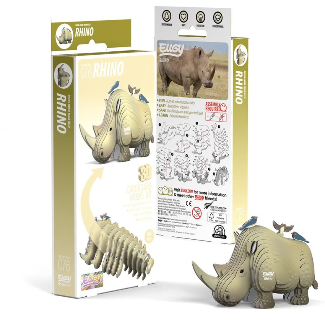 Eugy 3D karton wild dier - neushoorn Eugy 3D karton wild dier - neushoorn