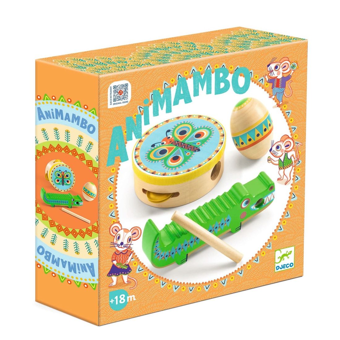 Percussieset B 3-delig: tamboerijn, maracas, guiro