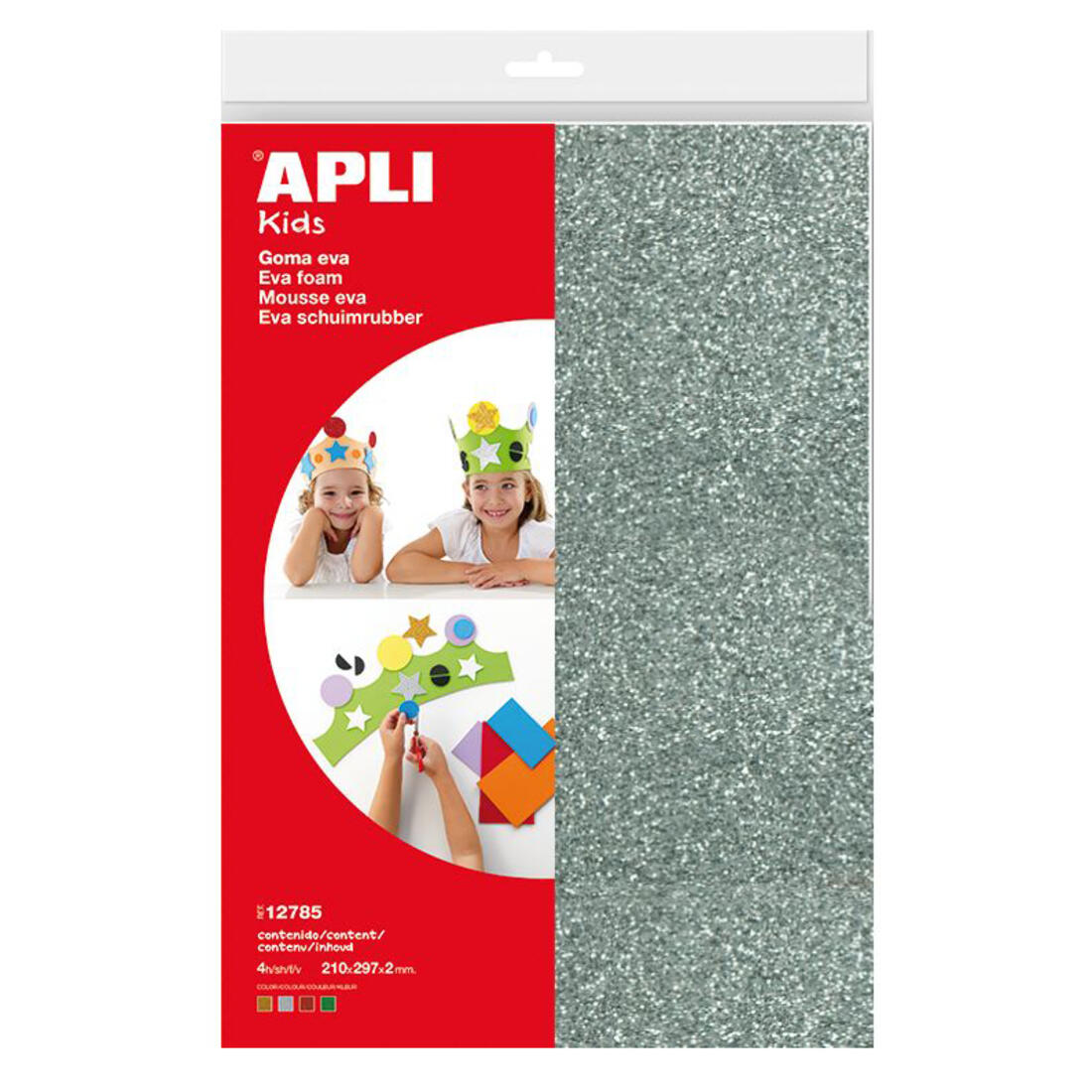 Rubbervel glitter A4 2 mm 4 stuks assortiment classic Rubbervel glitter A4 2 mm 4 stuks assortiment classic