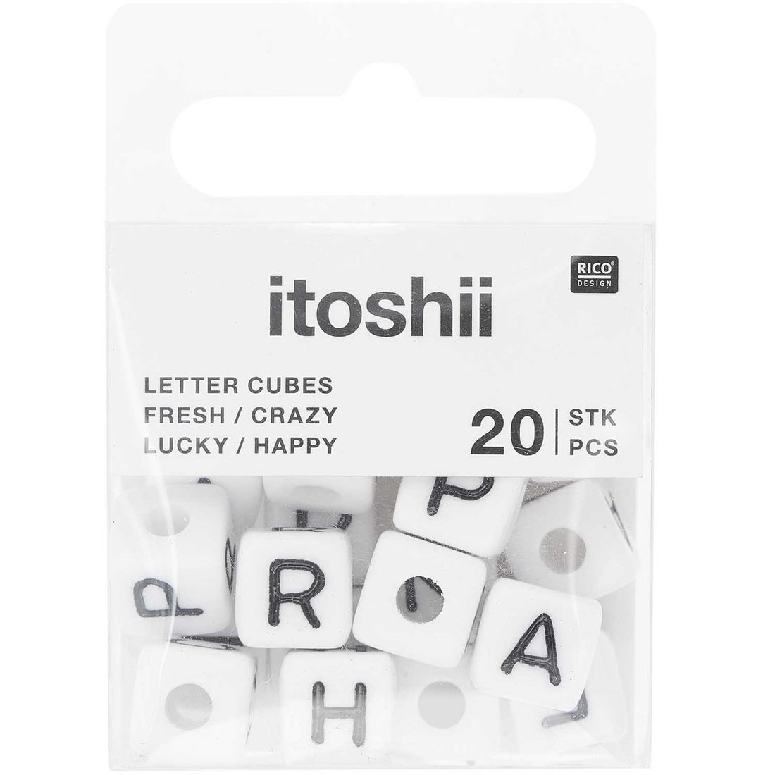 Ponii Beads Letterkralen FRESH/CRAZY/LUCKY 10 mm 20 st wit Ponii Beads Letterkralen FRESH/CRAZY/LUCKY 10 mm 20 st wit