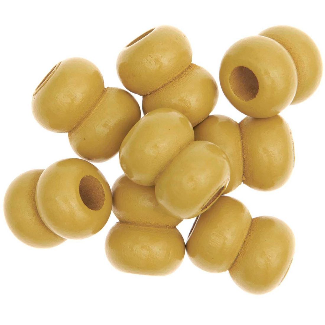 Macramé kralen hout dubbel 22 mm 8 stuks geel