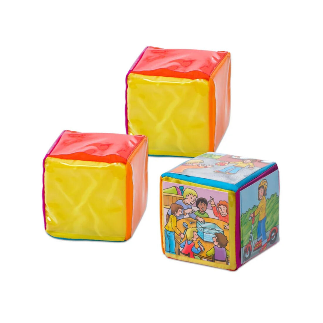 Dobbelsteen met 6 kleuren en 6 insteekzakjes 20 cm