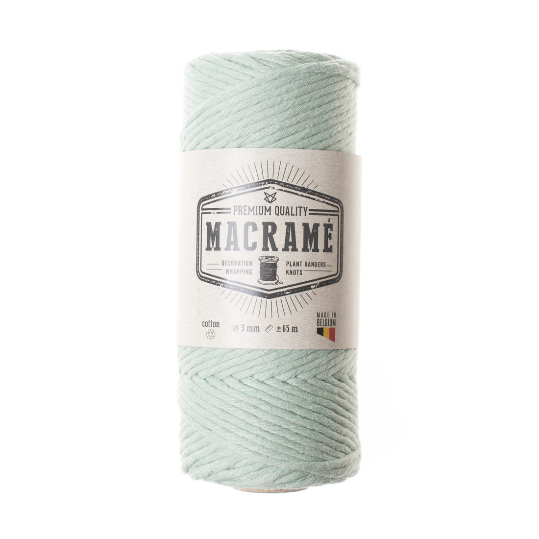 Macramé koord ongetwijnd katoen 3 mm 60 m
