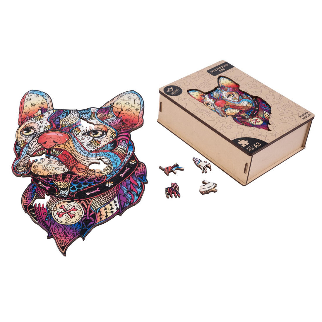 Houten puzzel A3 Hond (hoofd) 213 stuks