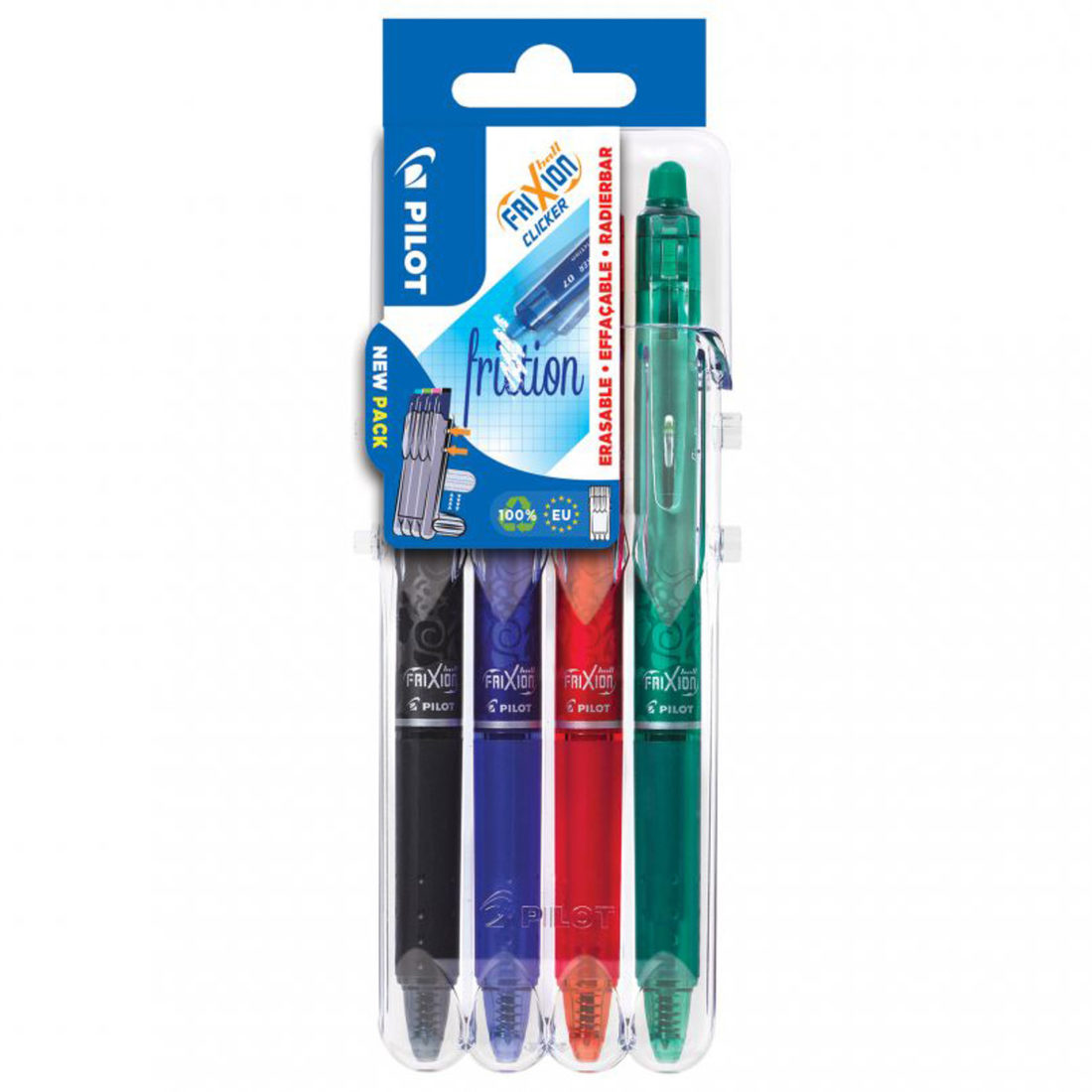 Pilot Frixion ball Clicker 0,7 mm 4 stuks basic