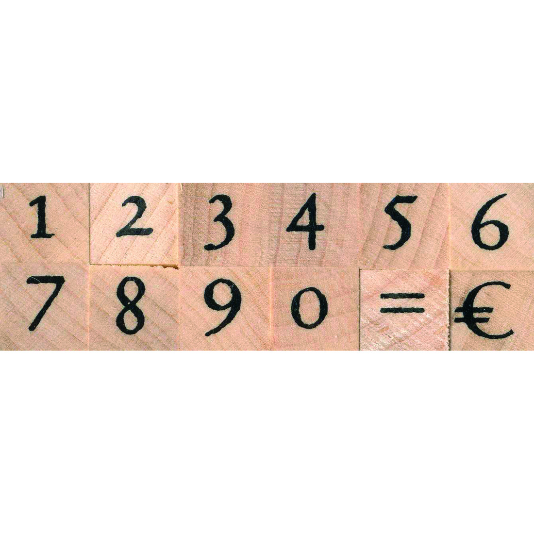 Stempelset cijfers antiek + euro 0,5 cm