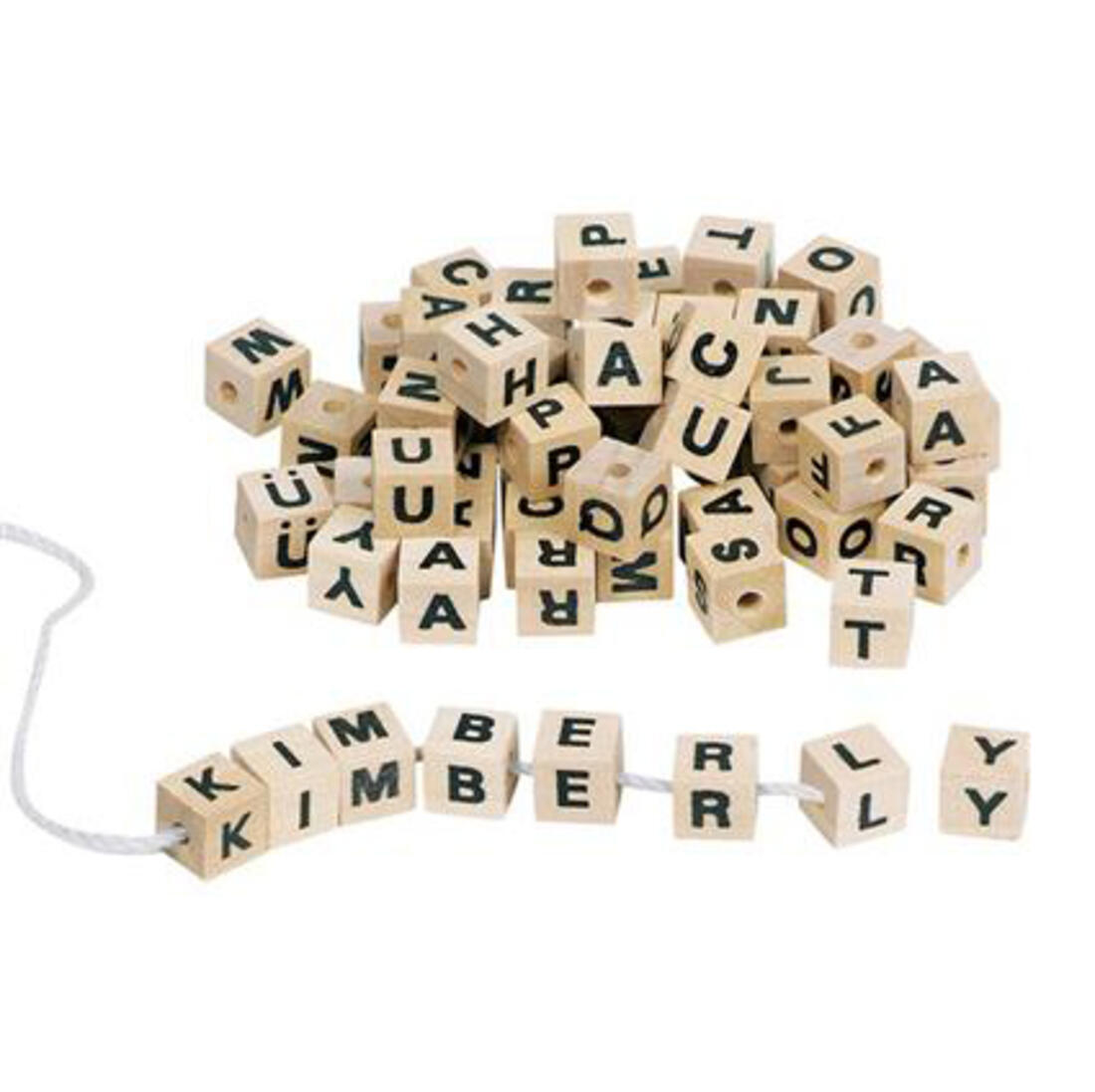 Kralenset letterdobbelsteen 300 stuks ongekleurd