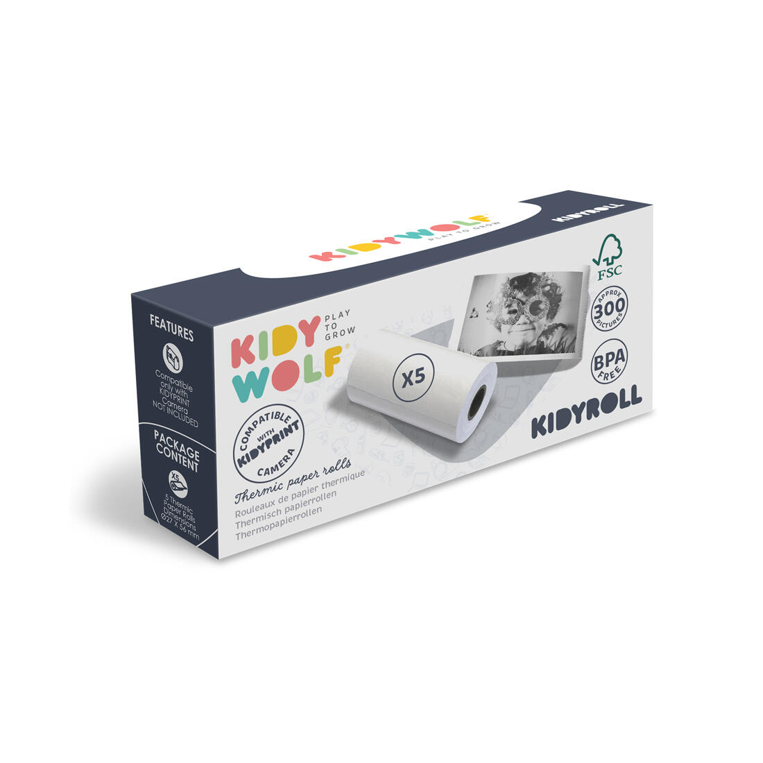 Kidyroll classic - 5 aanvulrolletjes voor Kidyprint