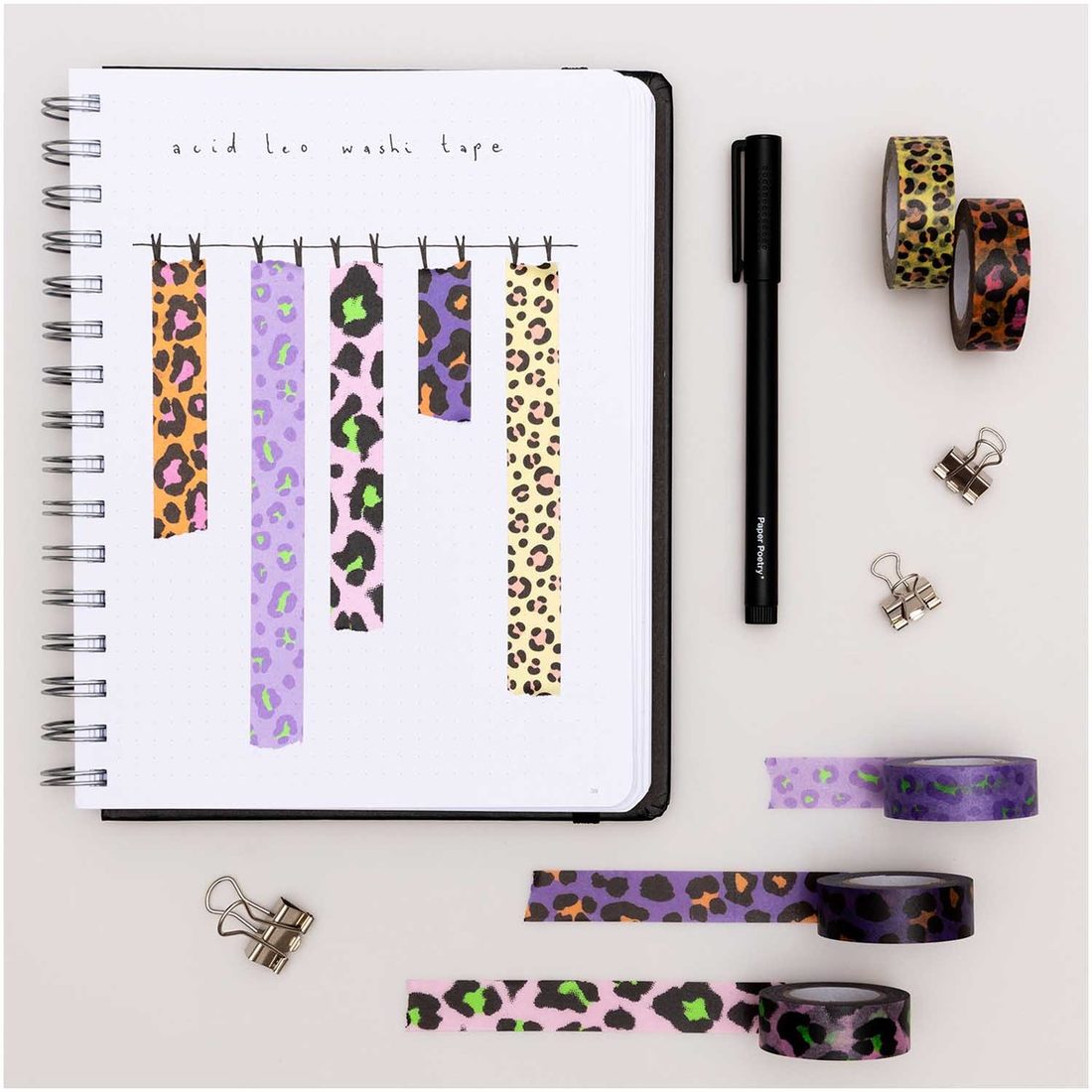 Washi tape set 1,5 cm x 10 m 5 stuks Acid Leo Washi tape set 1,5 cm x 10 m 5 stuks Acid Leo