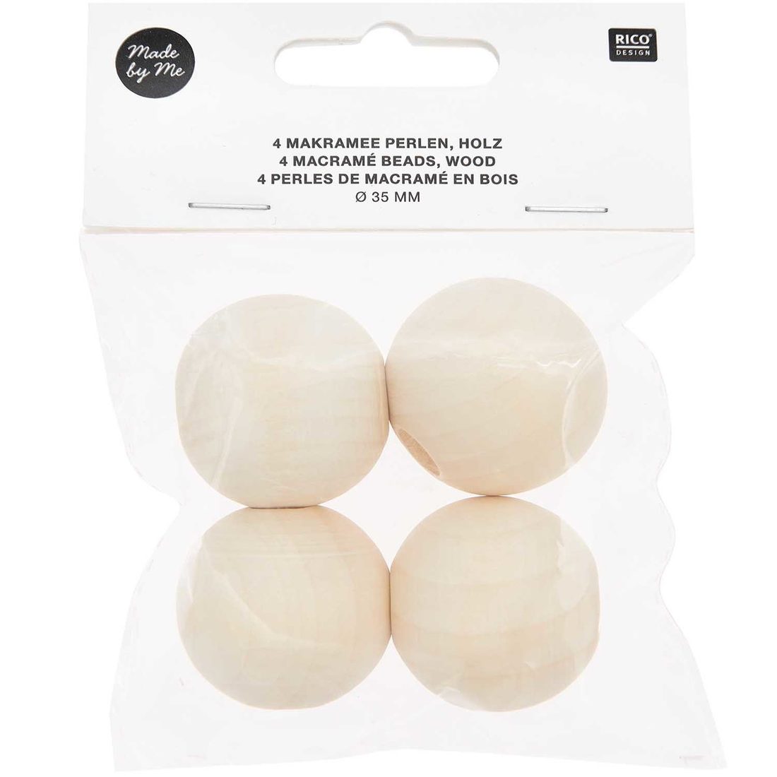 Macramé kralen hout rond 35 mm 4 stuks natuur Macramé kralen hout rond 35 mm 4 stuks natuur