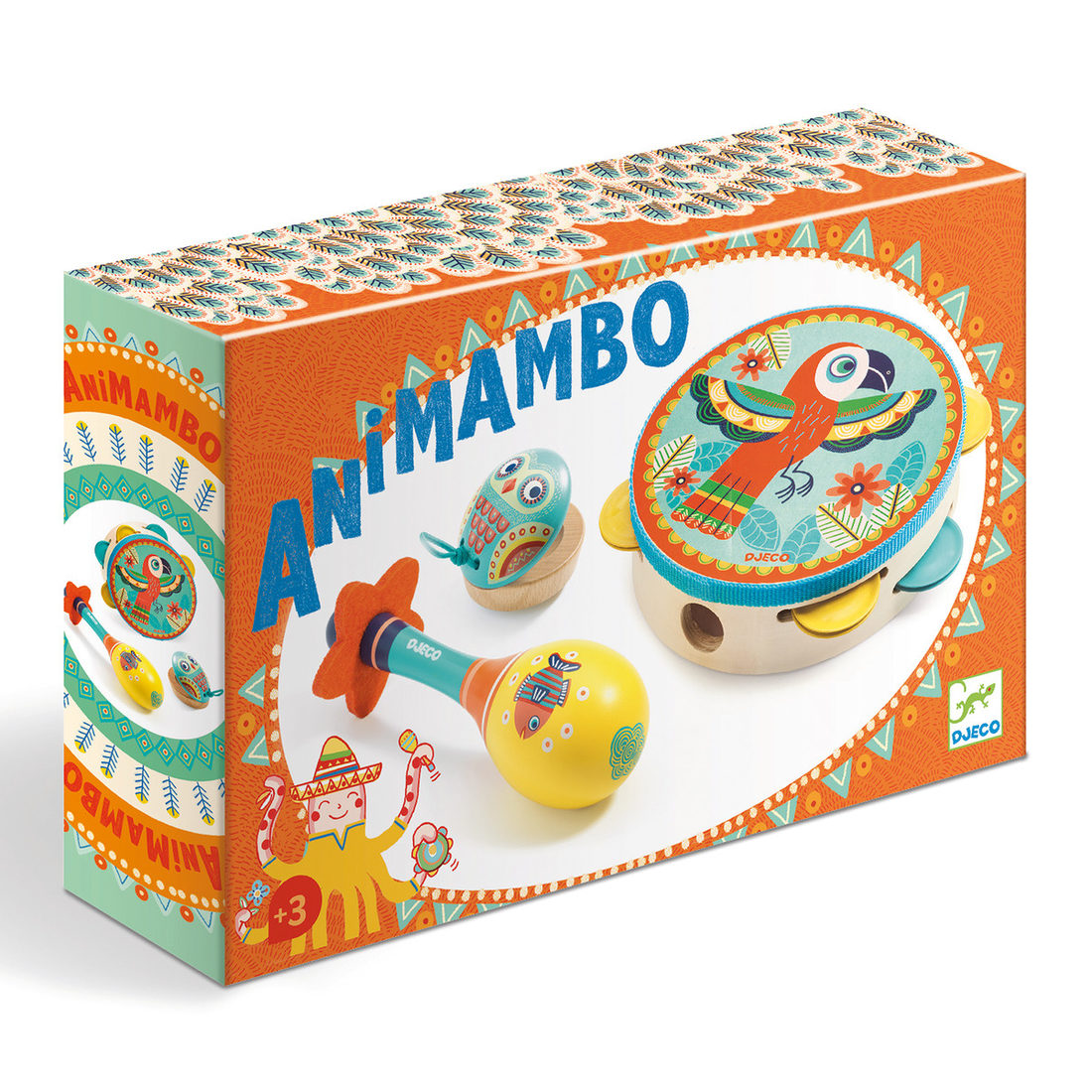 Percussieset A 3-delig: tamboerijn, maracas, castagnet