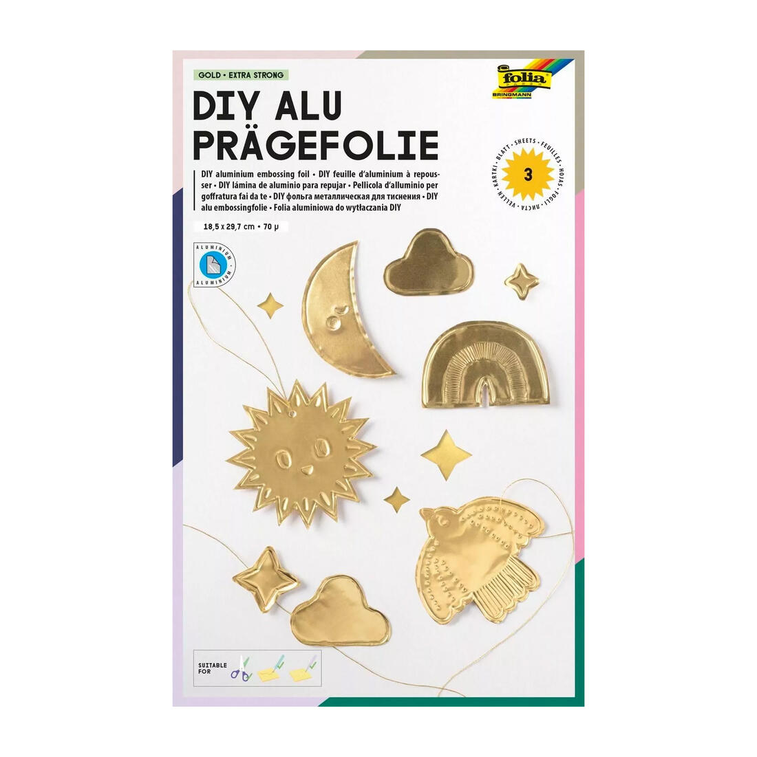 DIY aluminiumfolie 30 mm x 19 mm goud 3 stuks