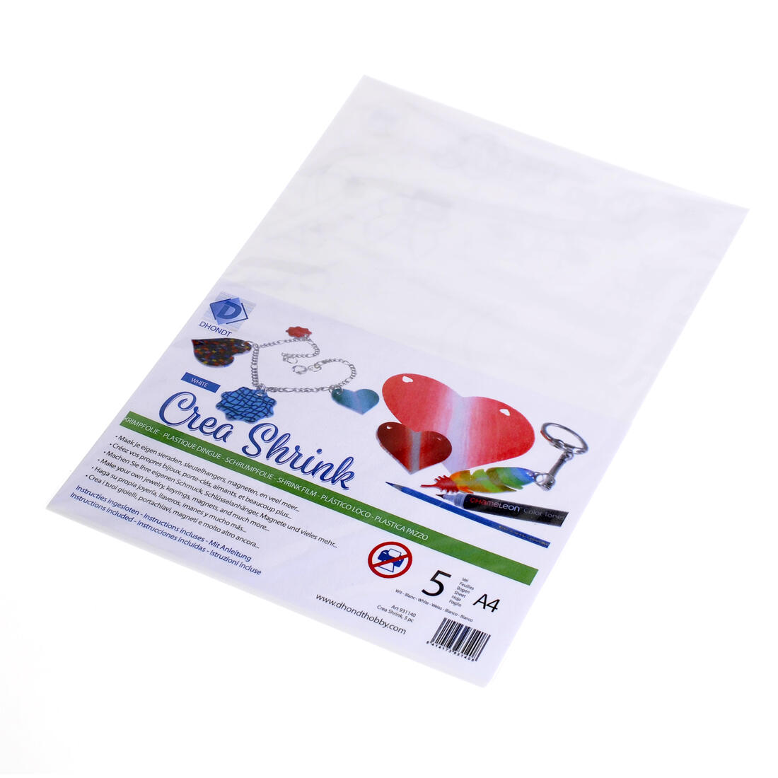 Krimpfolie A4, 5 stuks wit Krimpfolie A4, 5 stuks wit