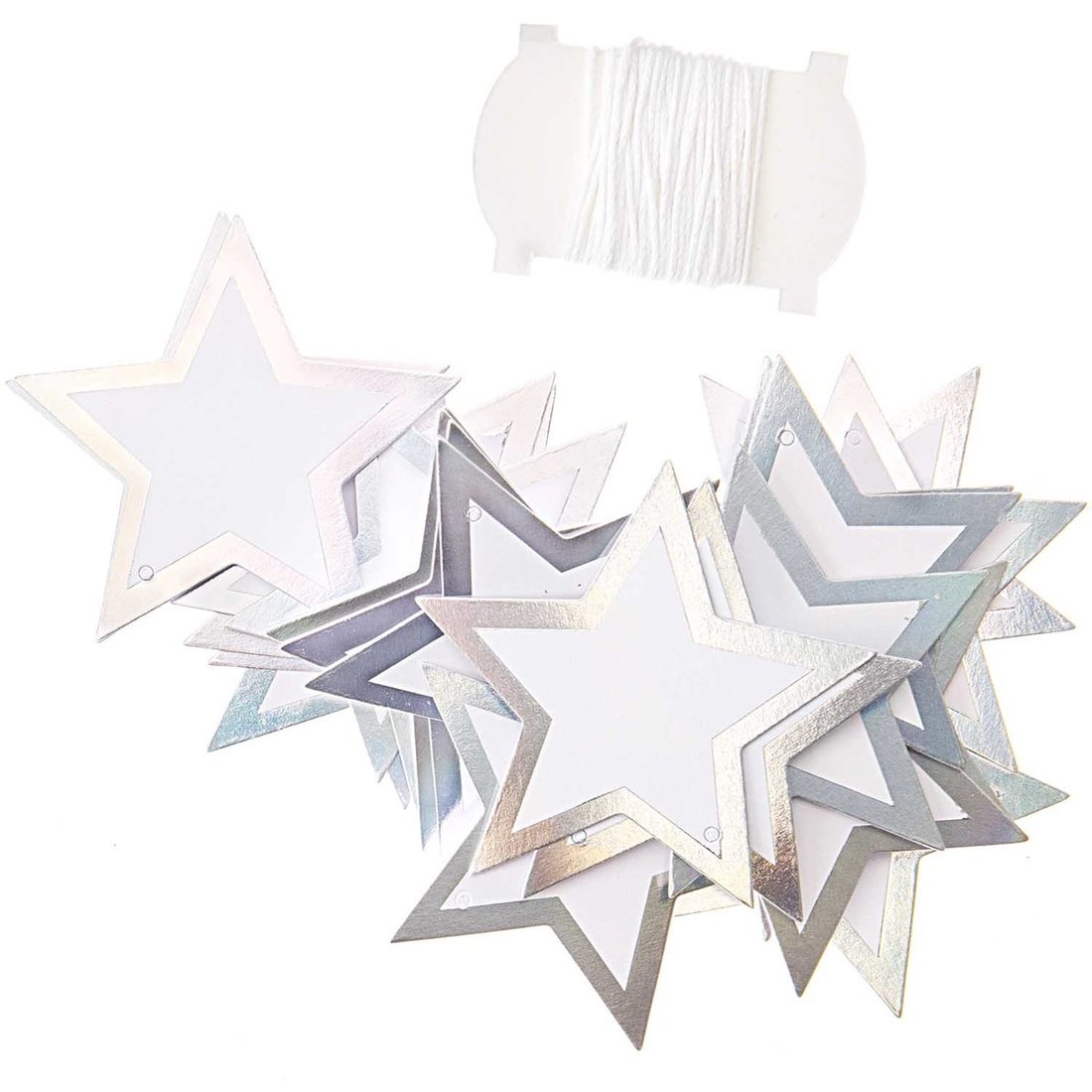 Label ster wit/holografisch 7 cm 24 stuks
