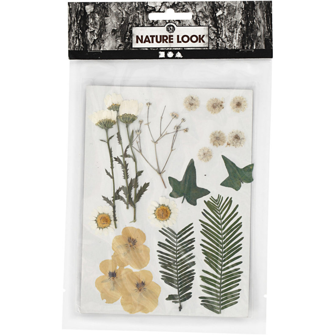 Gedroogde bloemen en bladeren 19 stuks wit